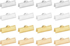 LinkMejor 300Pcs 20mm Ribbon Crimp Clamp Ends, Bookmark Pinch Crimp Ends, Fasteners Clasp Crimp Ends for Bracelet Necklace Jewelry Making, 4 Colors