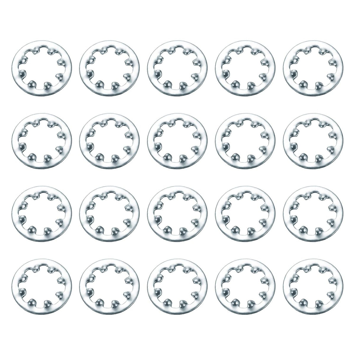 100Pcs 8# Internal Tooth Lock Washer, Zinc-Plated Carbon Steel Multi-Tooth Star Washer Locking Fastener, Silver Tone