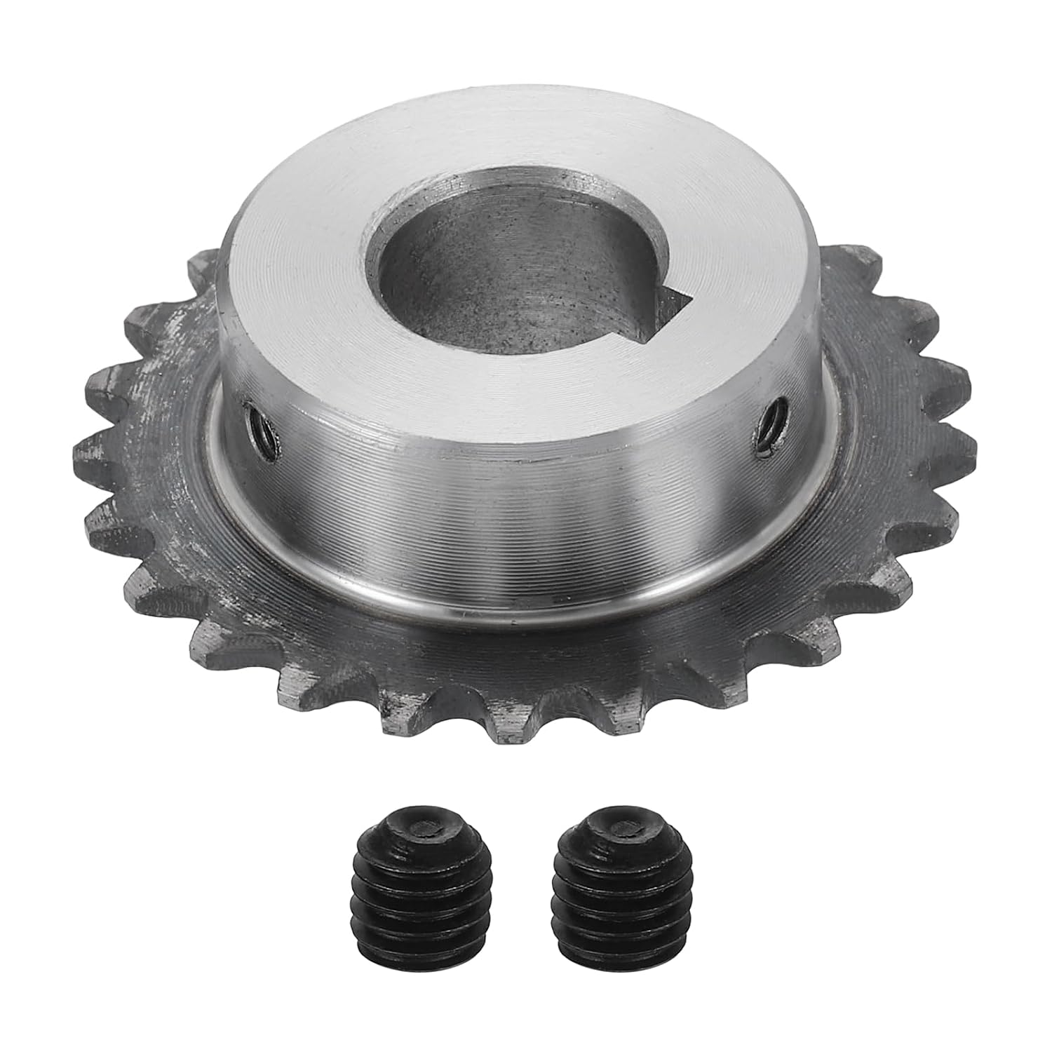 #25 Chain Roller Sprocket 12mm Bore 53.5mm OD, 25 Tooth C45 Carbon Steel ANSI #25 Roller Sprocket Round Hole Without Surface Finished with 4x1.8mm Keyway for ISO 04C Chain