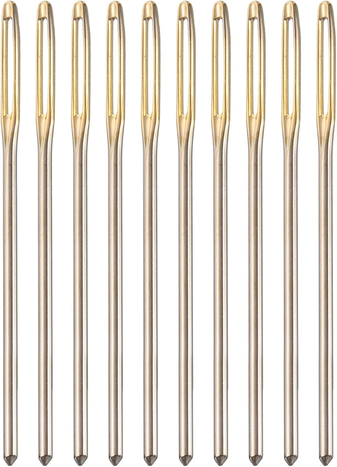 50Pcs Large Eye Needles, 2.76" 2mm High Carbon Iron Embroidery Thread Needle Sewing Blunt Needle Knitting Needles for Hand Sewing Art Crafts, Gold, Silver
