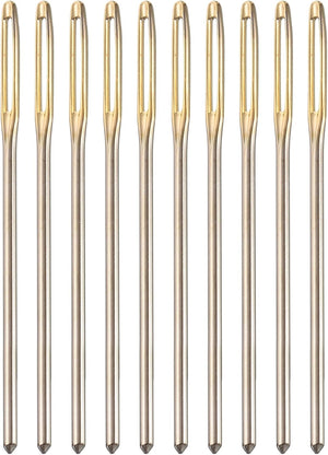 50Pcs Large Eye Needles, 2.76" 2mm High Carbon Iron Embroidery Thread Needle Sewing Blunt Needle Knitting Needles for Hand Sewing Art Crafts, Gold, Silver