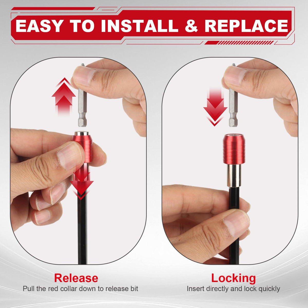 LinkMejor 3-Piece Magnetic Drill Bit Extension Set, 1/4 Pollice Morsa a 6 Viti