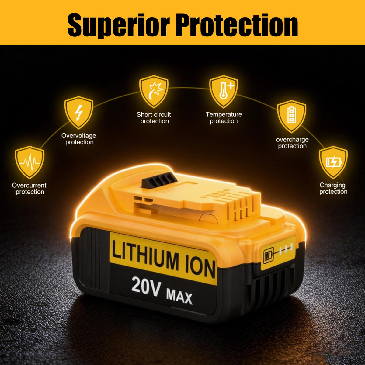 2Pack 8.0Ah Lityum-Iyon Pil, Dewalt 20v Max Pil İçin Değişim