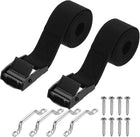 2Pcs 1" x 1m(3.28ft) Battery Tie Down Straps Kit, Battery Hold Down Strap Lashing Strap with Black Cam Buckle, Steel Bracket and Screws for Packing Luggage Belt, Boats, Black