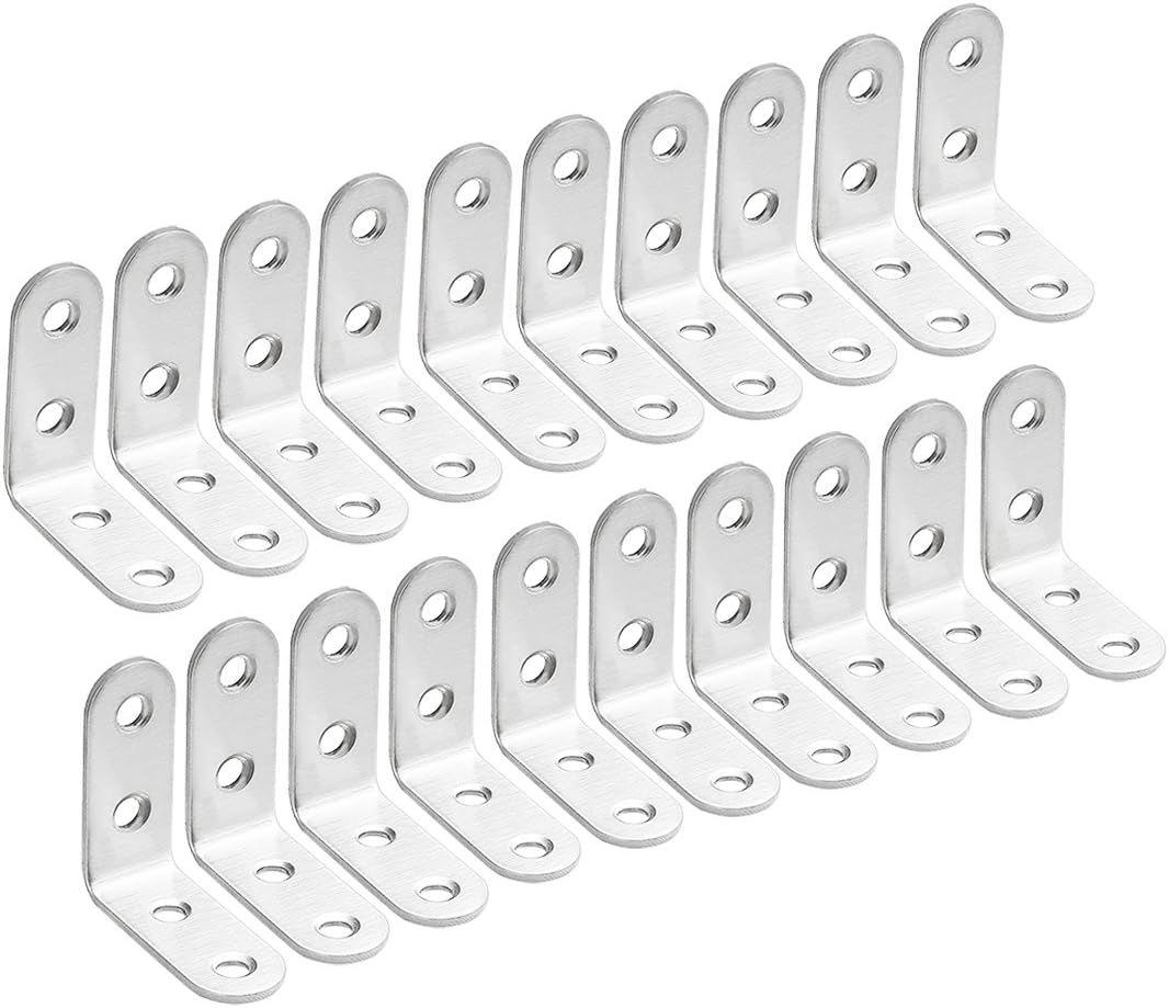 Stainless Steel Shelves Corner Brace 40mmx40mmx16mm, Joint L Shape Right Angle Corner Fastener Joints Support Bracket, Pack of 20