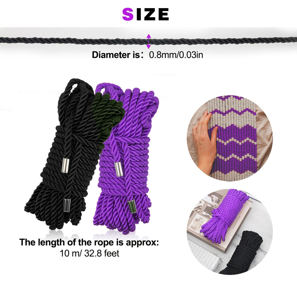 LienMejor Corde de Cordon de Soie Douce, Corde de Nylon Tressé