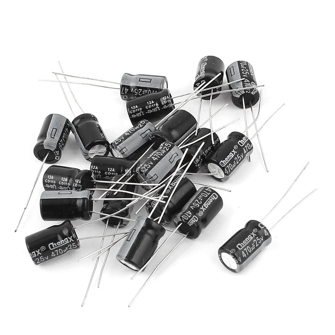 20Pcs 25V 470uF Radial Leads Cylindrical Electrolytic Capacitor 8x12mm