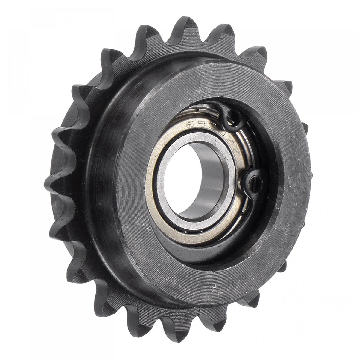 #25 Chain Idler Sprocket, 10mm Bore 1/4" Pitch 20 Tooth Tensioner, Black Oxide Finish C45 Carbon Steel with Insert Single Bearing for ISO 04C Chains