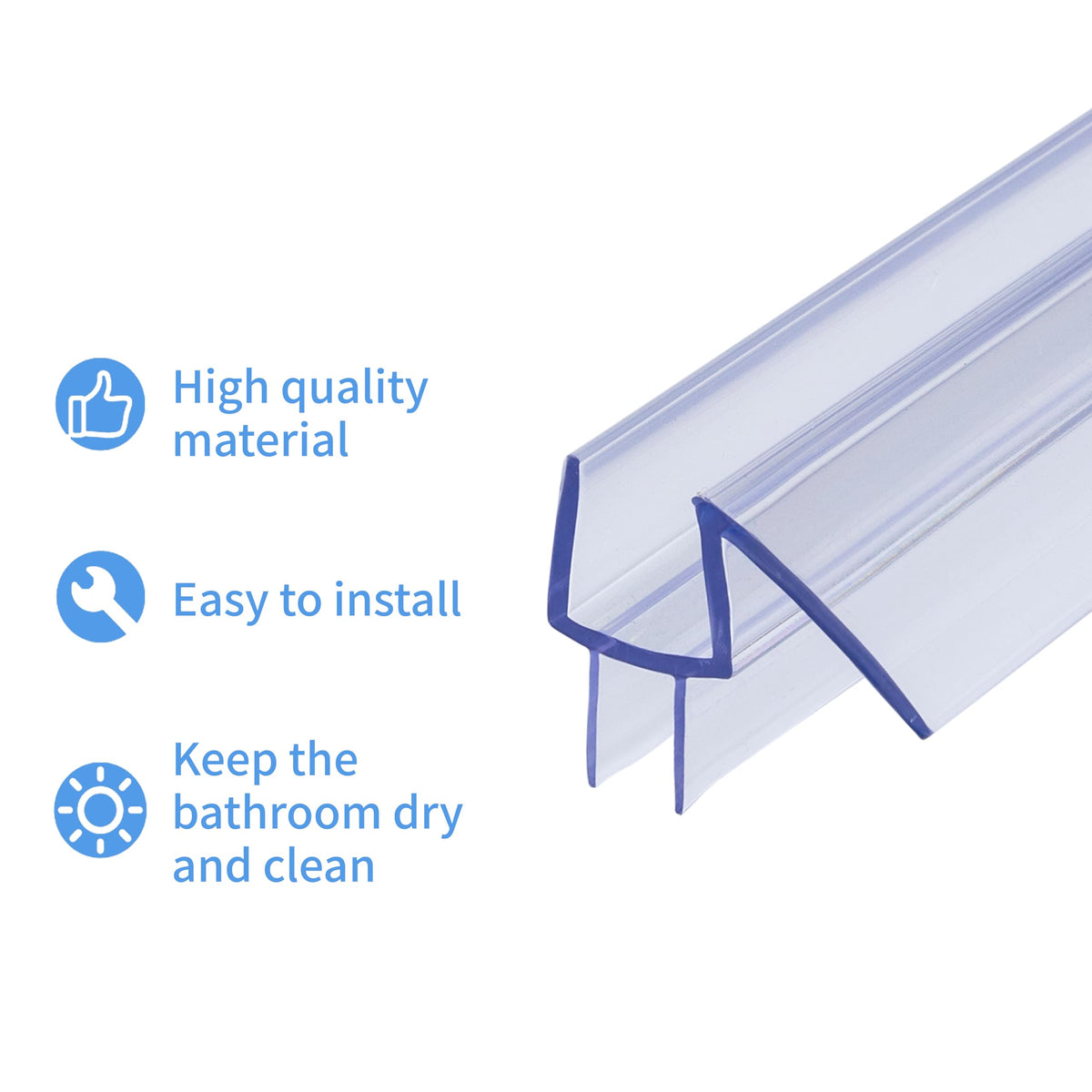 LinkMejor 2-Pack ShowerDoor Bottom Seal 3/8" x 36" Polycarbonate Frameless Ultra Clear Shower Door Seal Strip for Glass Doors Stop Leaks and Create a Water Barrier Replacement Shower Cubicle