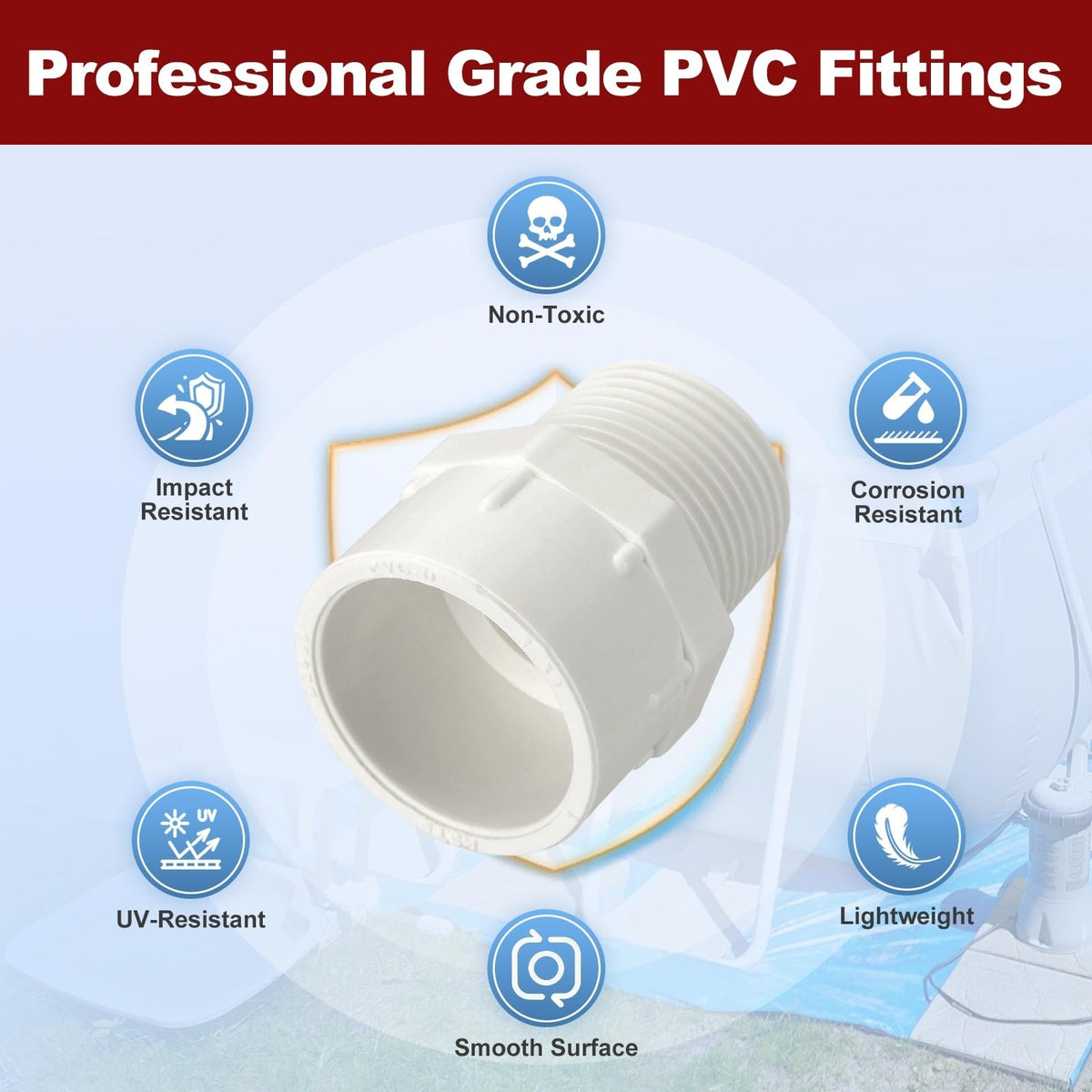 リンクメホア 5Pcs 2" PVCパイプフィッティング スケジュール40 NPTメートルスレッドアダプター