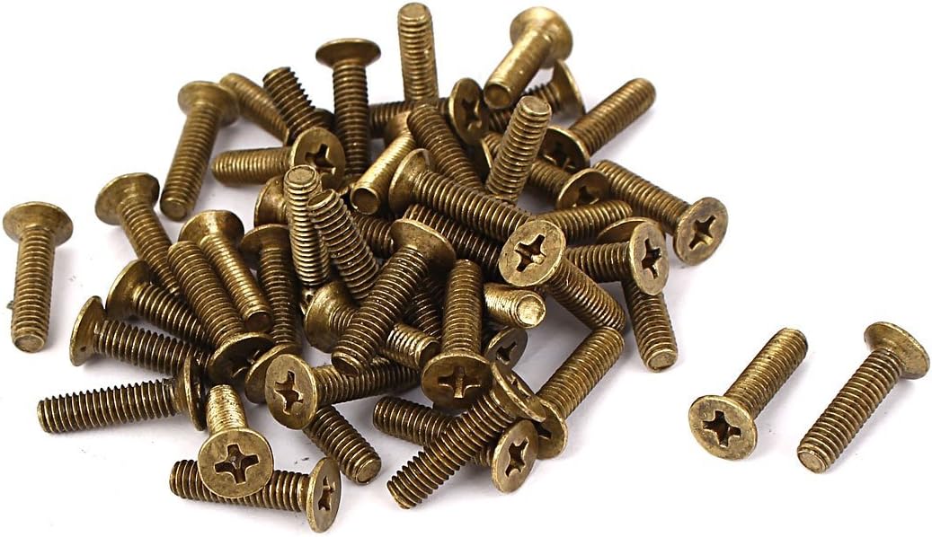 M4 x 16mm Brass Metric Phillips Drive Countersunk Screws 50 Pcs