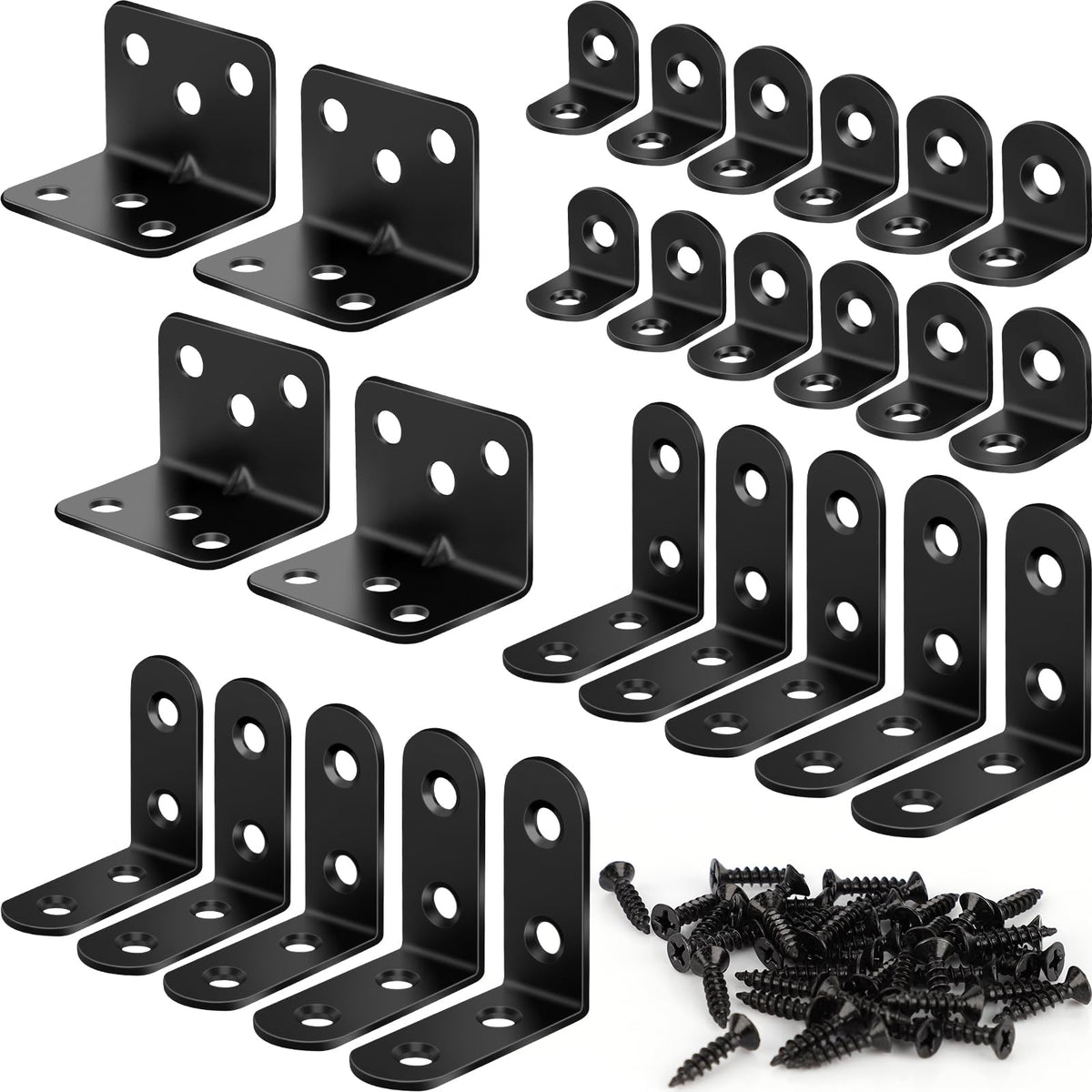 26 Pack L Bracket Corner Brace Kit, 3 Sizes Stainless Steel Corner Bracket