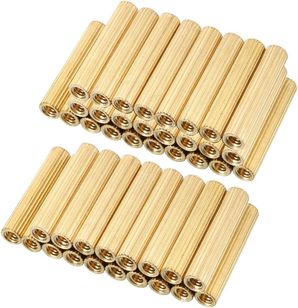 50pcs Brass Round Straight PCB Pillar Female Thread Standoff Spacer M2x3x15mm