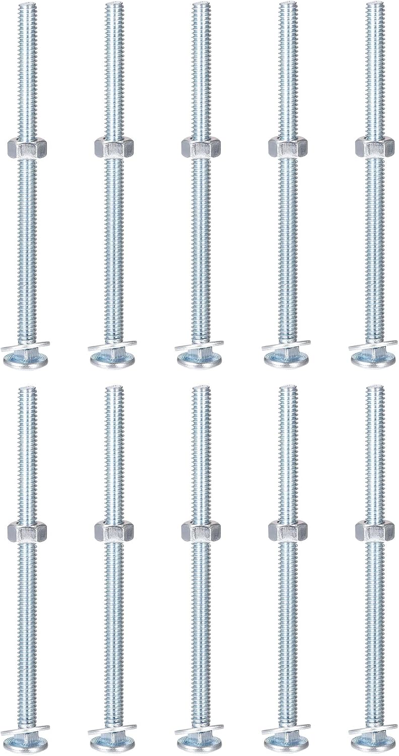 1/4-20 x 4-1/2" Square Neck Carriage Bolts with Nuts & Washers, Carbon Steel Coach Bolt Screws 10 Set