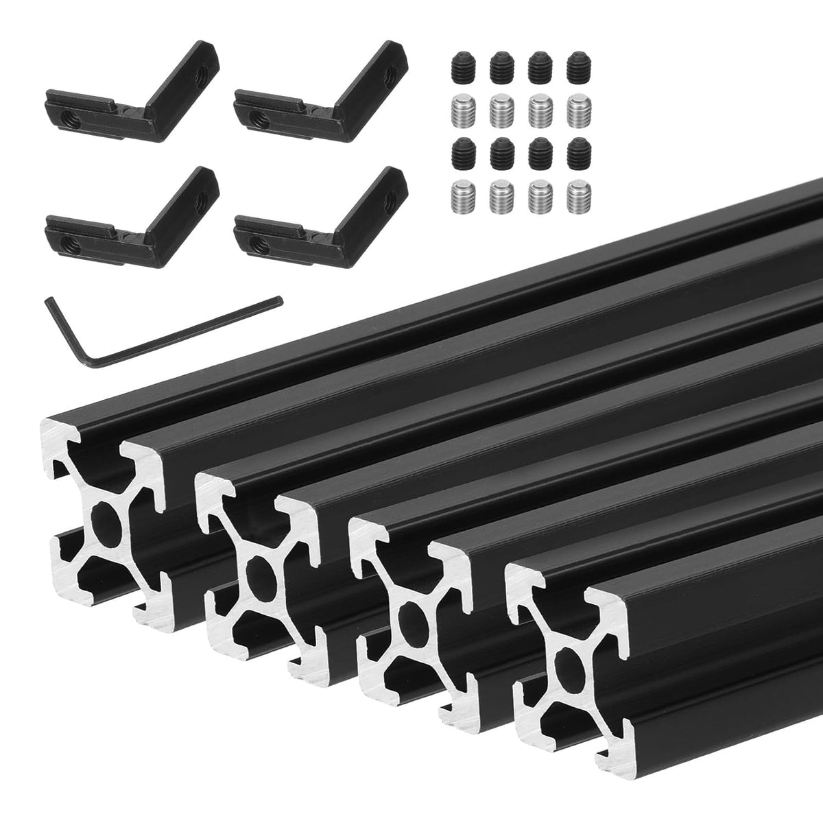 4 Pcs T Slot 2020 Aluminum Extrusion Profile European Standard 350mm x 20mm Anodized Black Linear Rail Extrusion Frame for 3D Printer, CNC, DIY