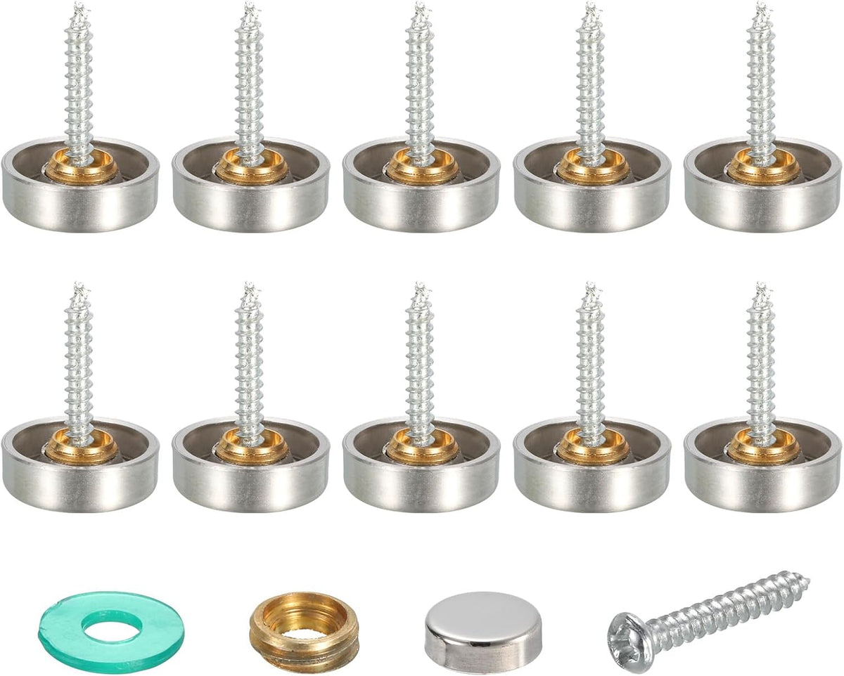 Screw Cover Cap, 20Pcs 16mm Diameter - Brushed Stainless Steel Mirror Decorative Screws Cover Nails for Advertising Board Fixed (Silver)