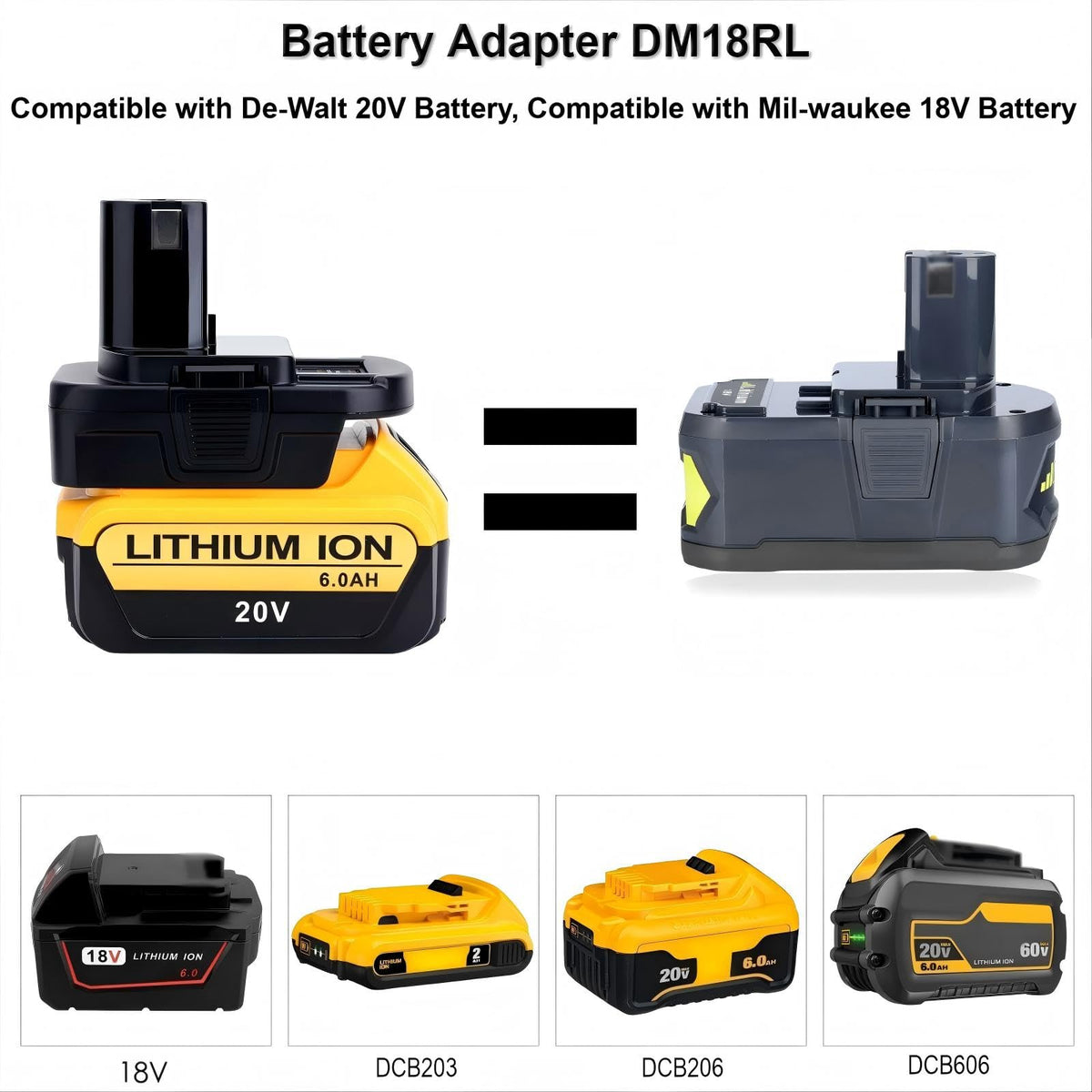LinkMejor DM18RL Accuadapter Compatibel met Ryobi 18V One+ Tools