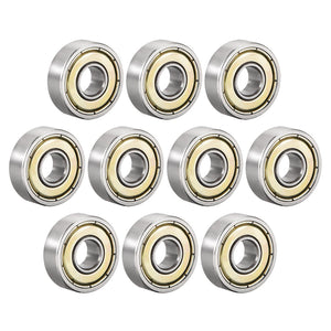 607ZZ Deep Groove Ball Bearing Double Shield 607-2Z 80017, 7mm x 19mm x 6mm High Carbon Steel Z1 Bearings (Pack of 10)