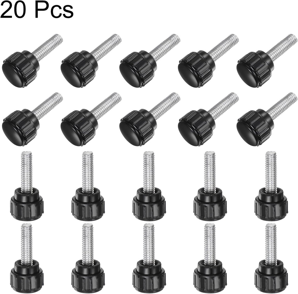 20pcs M3 x 10mm Maschio Trapano a Dadi Incruditi, Viti a Dadi di Pressione Griffe 14mm Testa Rotonda in Plastica Manuale Viti a Dadi, Nero
