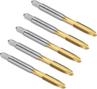 Spiral Point Plug Threading Tap M6 x 1 Thread, Ground Threads H2, High Speed Steel 6542, Titanium Coated, Metric Screw Taps Tapping Bit for Thread Repair, 5pcs