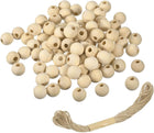 100Pcs Wooden Beads, 18mm/0.7inch Natural Color Ball Spacer Bead Unfinished Round Loose Beads for Crafts Jewelry Making Party Decoration (8mm Hole)