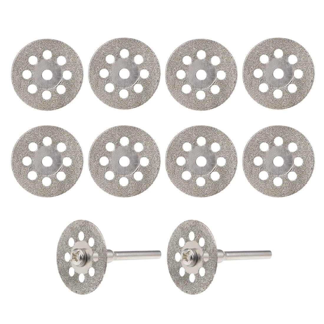 10 Pcs 22mm Diamond Cutting Wheels 9 Holes Cut Off Wheel with 2 Pcs Mandrels for Rotary Tool