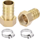 Brass Barb Hose Fitting Connector Adapter 19mm Barbed x 1/2PT Female Pipe with 16-25mm Hose Clamp 2Set