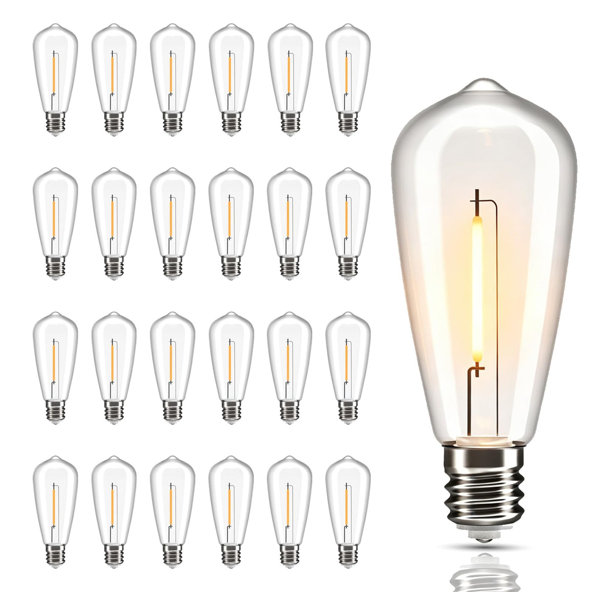 25PacK Edison E17 LED Bulbs, ST40 0.6W Shatterproof Replacement Bulbs