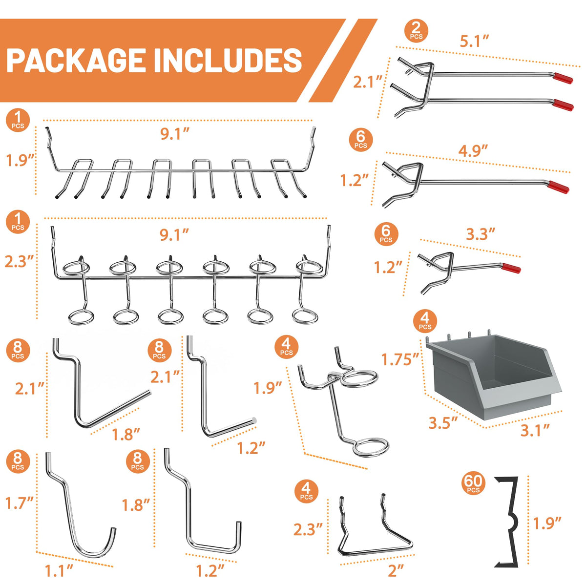 LinkMejor Pegboard-Haken-Set, Peg-Board-Organizer-Zubehör mit Schubladen