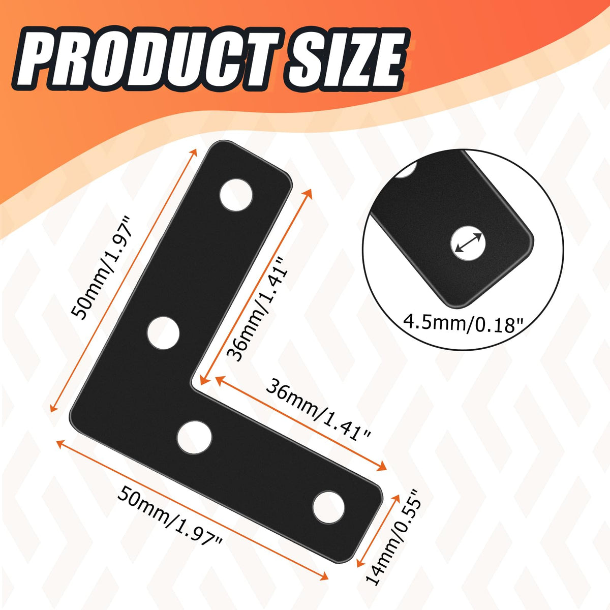 LinkMejor 20 Pcs Brackets Angulares en Forma de L Negros 50mm