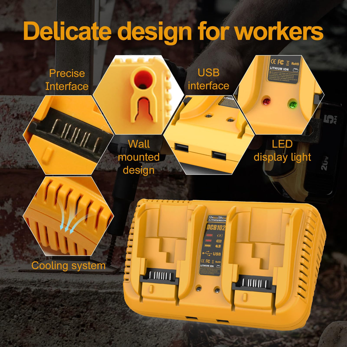 DCB102 Replacament Încărcător Rapid pentru Încărcătorul de Baterie Dewalt