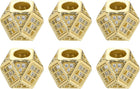 Cube Charm Spacer Beads, 6Pcs 7mm - Brass Rhinestone Spacer Beads, Zircon Spacer Beads for DIY Bracelets Earrings Jewelry Making (Gold - White)