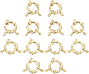 Spring Ring Clasps, 12Pcs 12/14mm Stainless Steel Round Close Spring Ring Clasps Connectors for DIY Necklace Bracelets Jewelry Making, Gold Tone