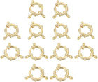 LinkMejor Spring Ring Clasps, 12Pcs 12/14mm Stainless Steel Round Close Spring Ring Clasps Connectors for DIY Necklace Bracelets Jewelry Making, Gold Tone