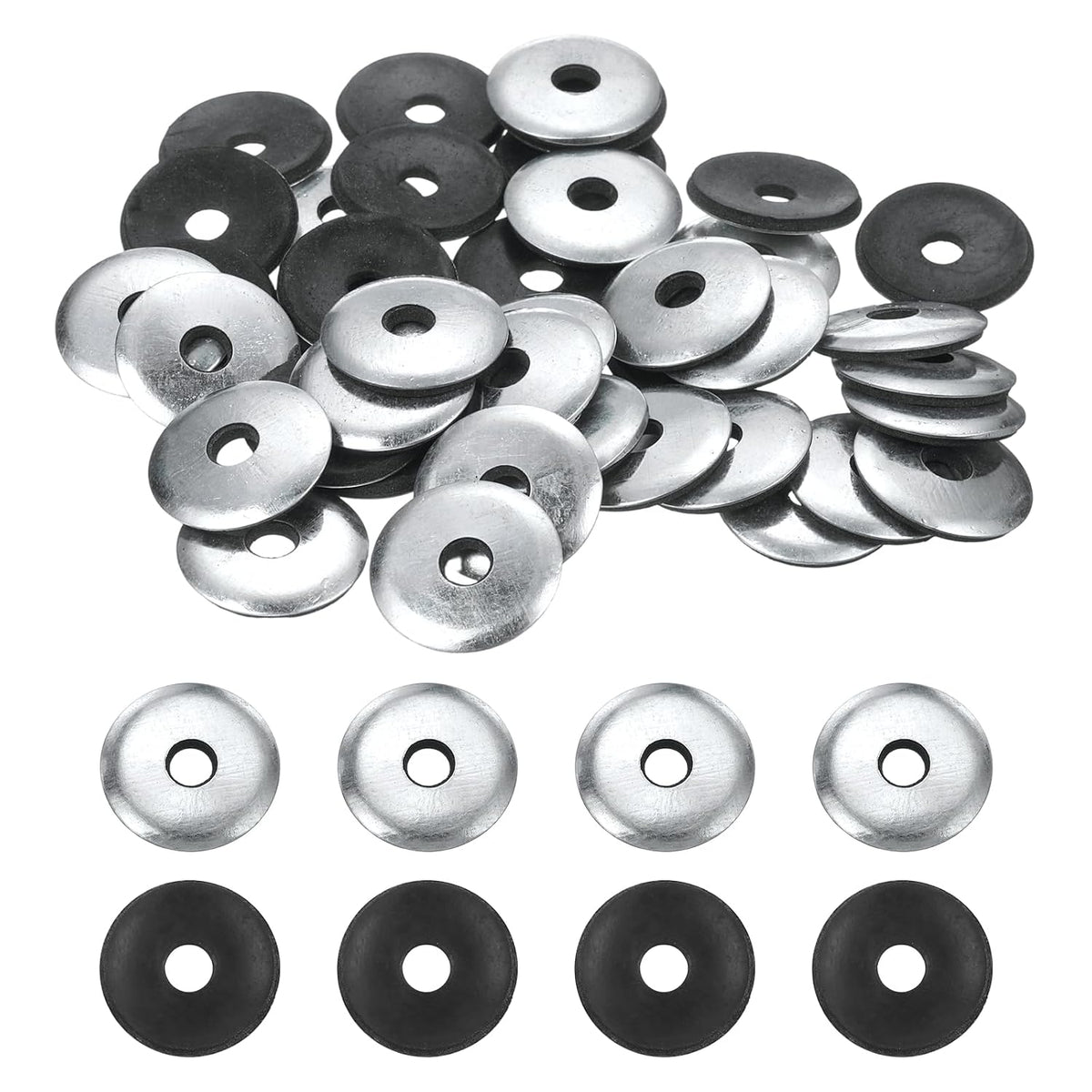 120Pcs EPDM Bonded Sealing Rubber Washers, 1/4" x 31/32" Galvanized Iron Neoprene Rubber Washers Gasket for Screws, Bolts, Metal Panels, Machinery