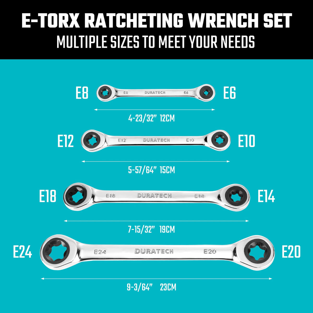 LinkMejor 4-Pçs Conjunto de Chave de Fenda E-Torx, Chave de Fenda Externa, Caixa Dupla