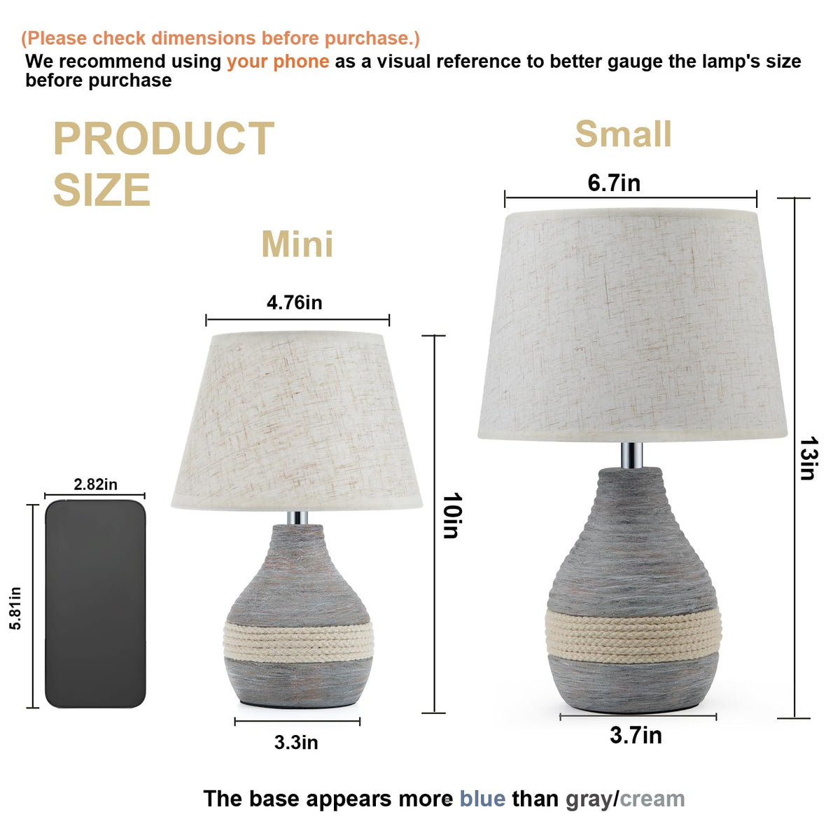 LinkMejor 10" H Small Rechargeable Cordless Ceramic Table Lamp, Coastal
