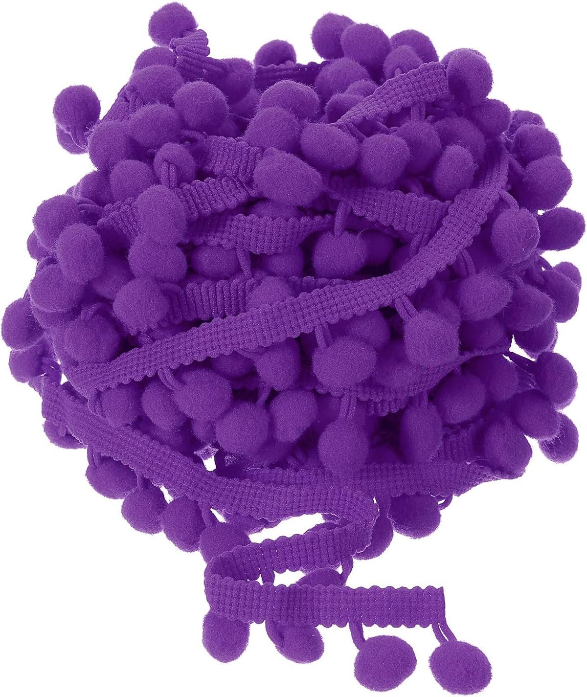 20 Yards Pom Pom Fringe Trim, Ribbon Sewing Accessory DIY Crafts for Home Curtain Clothes Pillow Decoration (12mm, Purple)