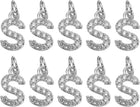 LinkMejor Rhinestone Letter Charm, 10pcs Crystal Zirconia Copper Alphabet S Pendants Slider Letter Charm for Wristbands Bracelets Necklace Jewelry Earring DIY Craft, Silver