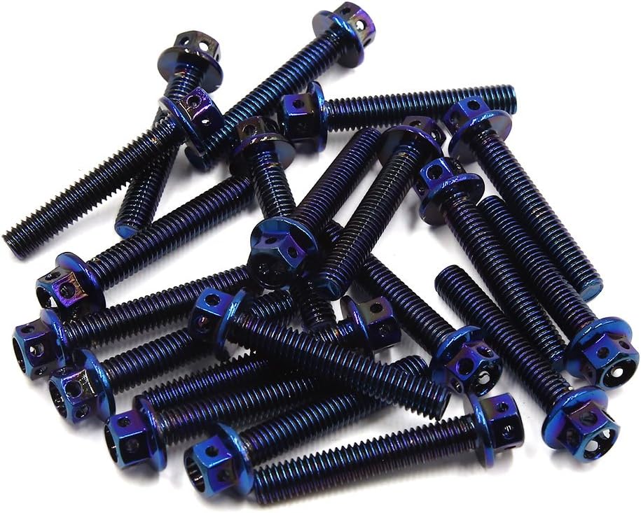 20pcs Colorful M6 X 35 Motorcycle Titanium Alloy Hexagon Bolts Clips Screws