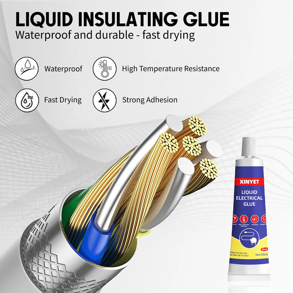 LinkMejor Nastro Elettrico Liquido, Nastro Elettrico Isolante con Colla, 50ml(Nero)