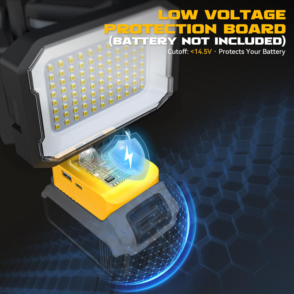 LED arbetsbelysning kompatibel med DeWalt 20V batteri, 150W 15000LM, Verktyg endast