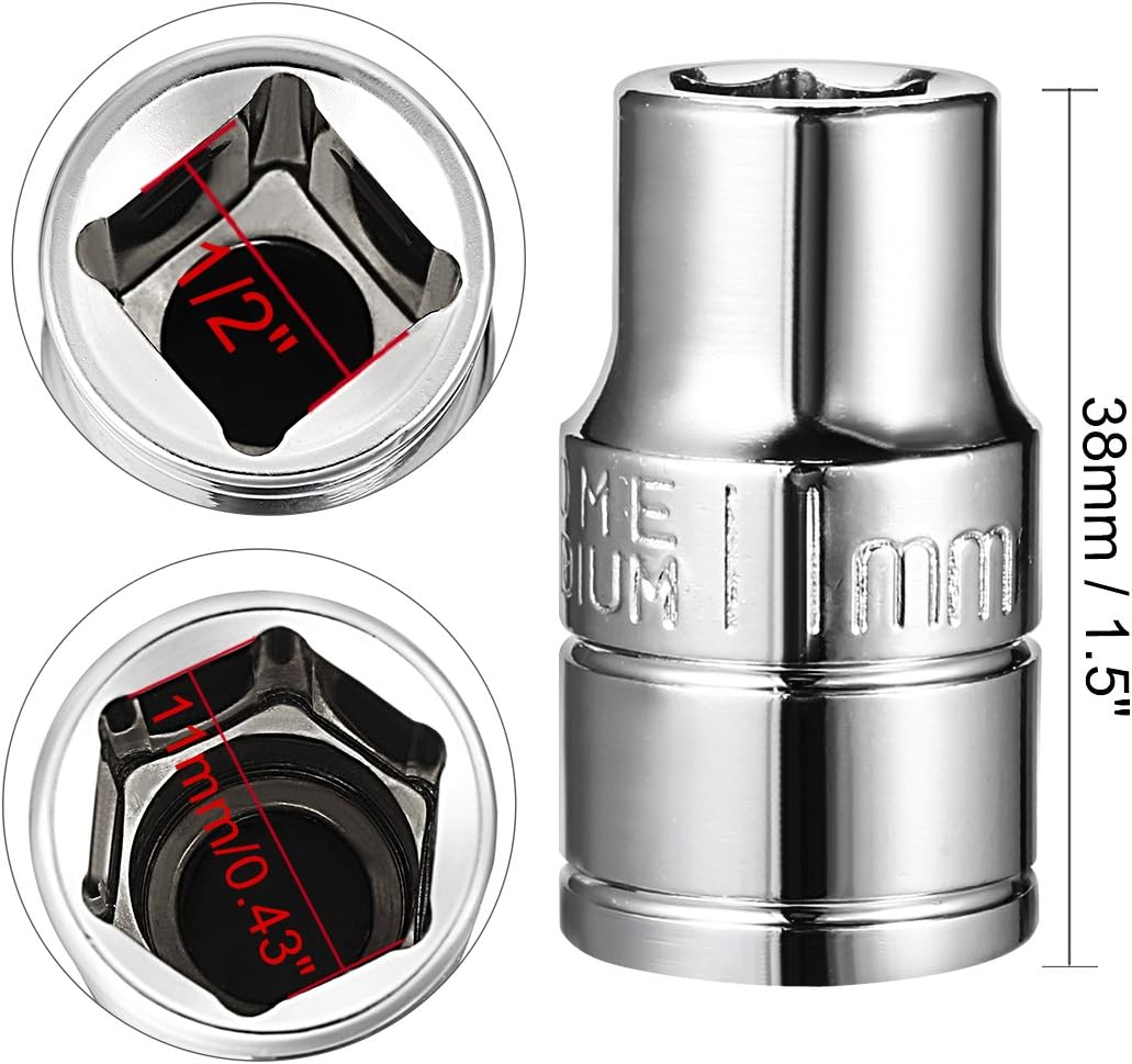 1/2-Inch Drive 14mm 6-Punkts Let Socket, Metrisk, Cr-V