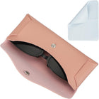 LinkMejor Leather Glasses Case Holder with Button and Cleaning Cloth