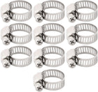 Steel Adjustable Gear Clip Clamping Range Hose Clamp, 3/8-5/8 Inch Dia Pack of 10 Silver Tone
