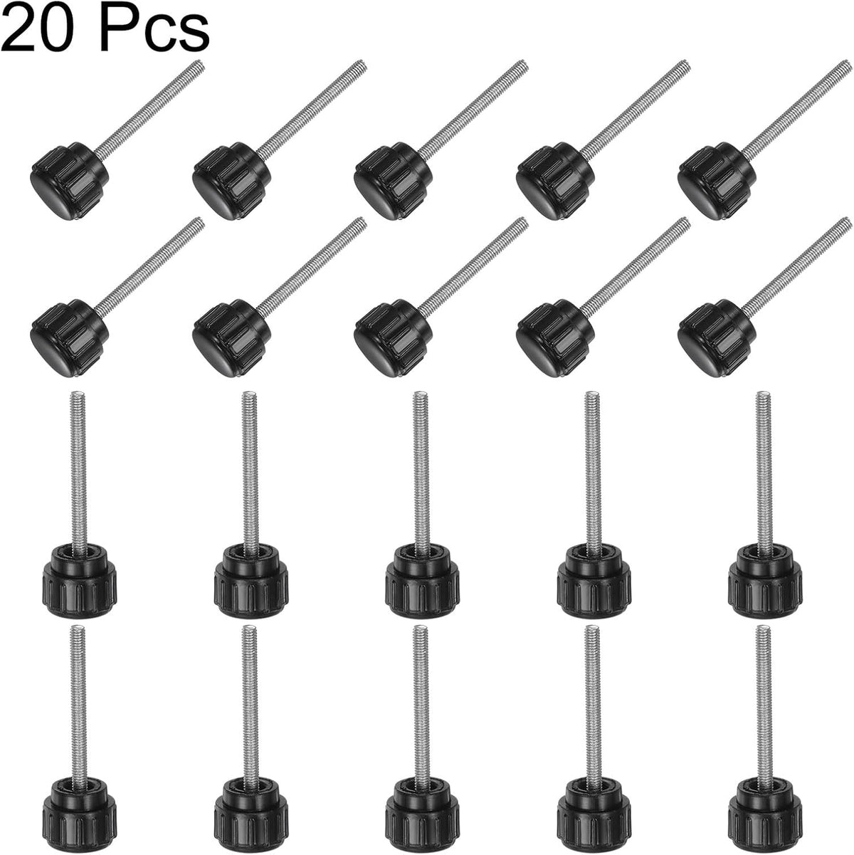 20pcs M3 x 10mm Maschio Trapano a Dadi Incruditi, Viti a Dadi di Pressione Griffe 14mm Testa Rotonda in Plastica Manuale Viti a Dadi, Nero