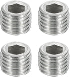 4Pcs Male Thread Socket Pipe Plugs, M12-1.5x10mm Stainless Steel Internal Hex Thread Pipe Caps for Pipe Fitting and Sealing, Silver