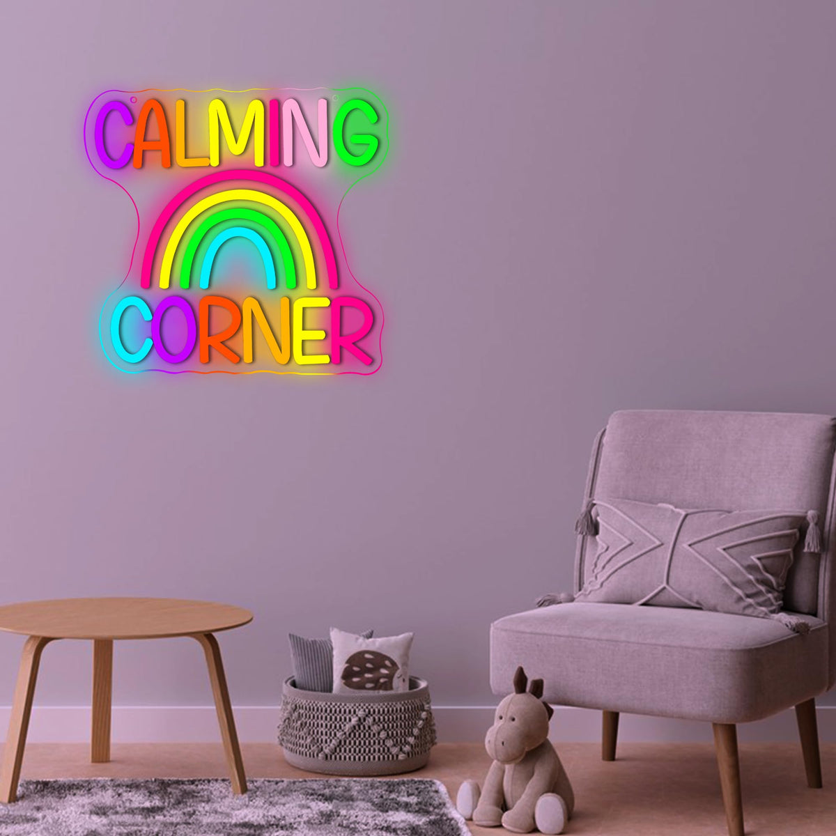 Ciche Kątki Neonowy Sign na Dekorację Ścianową, Sign do Wyciszenia, Światło LED na Kąt