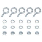 5 Pack M8 Galvanized Carbon Steel Eye Bolts, 5/16" x 0.79" Lifting Ring Eye Bolt with Nuts and Washers Heavy Duty Screw Eye Bolts Kit for Tie Down Straps Indoors Outdoors, Silver
