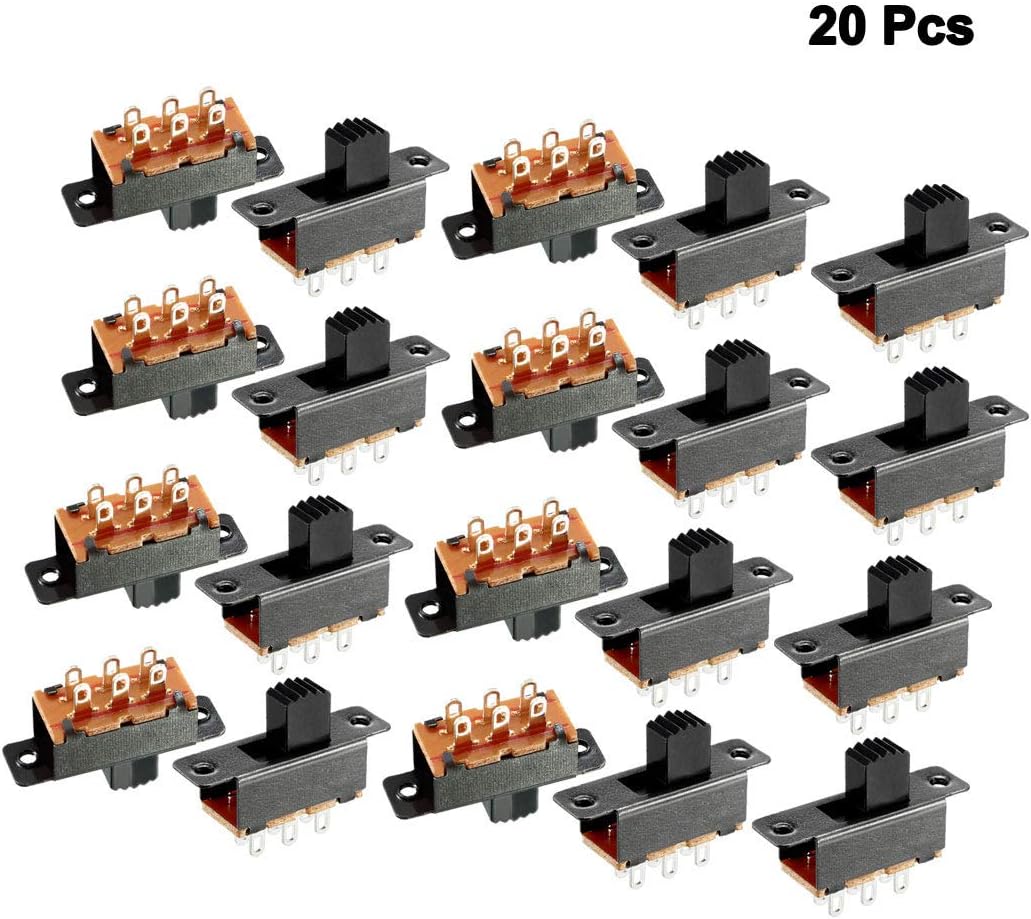 20Pcs 6mm Vertikal glidekontakt DPDT 6 terminaler PCB panel fastgørelse
